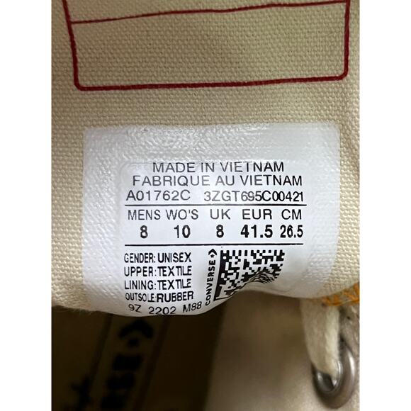 Converse Chuck 70 Come Tees Star Light Path Orange High Tops Men’s 8 Women’s 10 - Picture 9 of 9